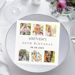 Foto Collage White Geburtstagsparty Serviette