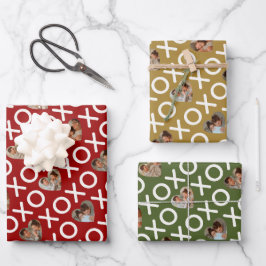 Foto Collage XOXO Red Green Gold Geschenkpapier Set