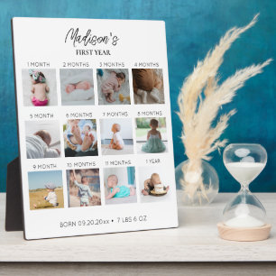 Foto-Collage zum ersten Lebensjahr des Babys mit G Fotoplatte