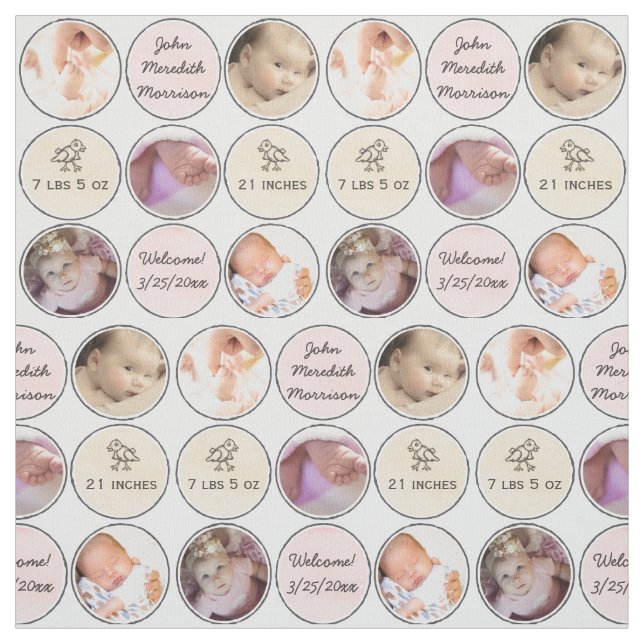 Foto-Collagen-Baby-Mädchen-Name, Geburtsnotfall Stoff (Muster)