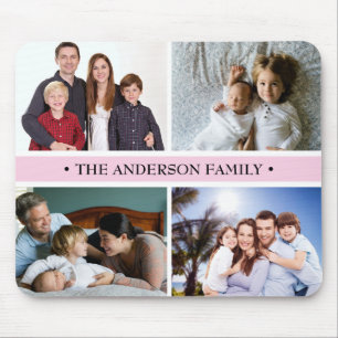 Foto-Collagen-Gewohnheit des Pastellrosa-4 Mousepad