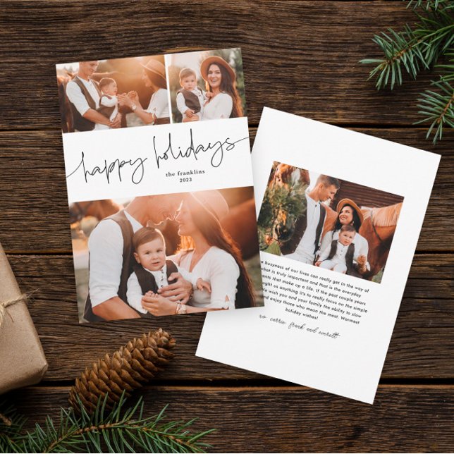 Foto Collections Feiertagskarte (Modern script happy holidays simple photo collage holiday card.)