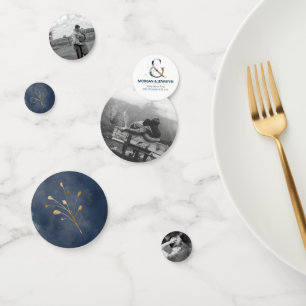 Foto Confettihochzeitsmarine und -gold legen Dekor Konfetti