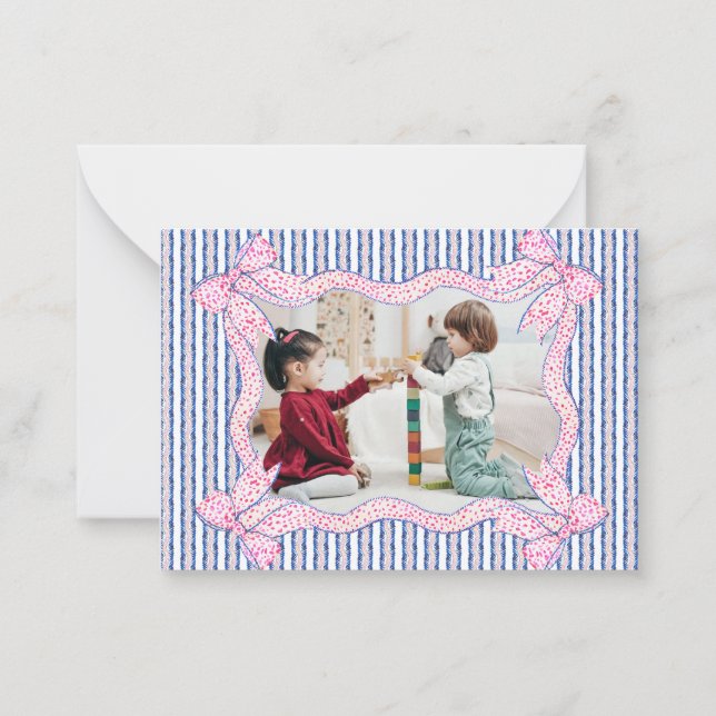 Foto-Coquette Bow Frame Danke-Karte Mitteilungskarte (Rückseite)