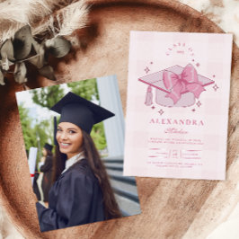 Foto Coquette Pink Bow Abschluss Einladung