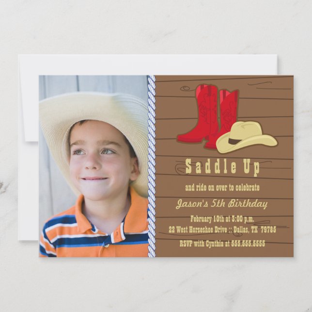 Foto Cowboy Geburtstagsfeier Einladung (Vorderseite)