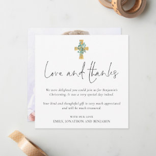 Foto Cross Taufe Christening Liebe Dank Mitteilungskarte