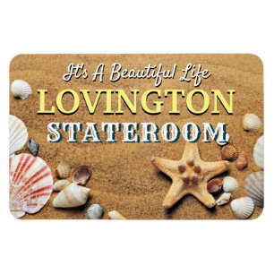 Foto Cruise Room Monogram Sand Seashells Magnet