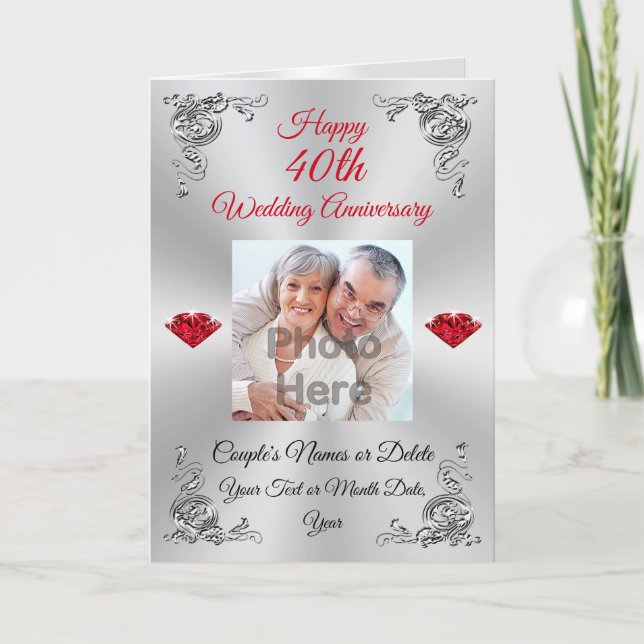 Foto Custom 40th Ruby Wedding Anniversary Cards Karte (Vorderseite)