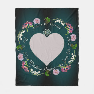 Foto Custom Floral Heart Hochzeit Jahrestag Fleecedecke