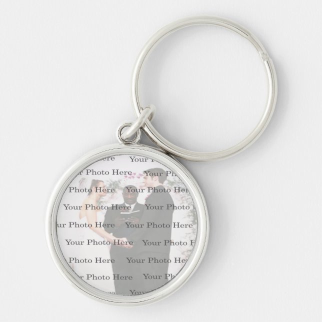 Foto Custom Round Silver Wedding Key Chain Schlüsselanhänger (Vorne)