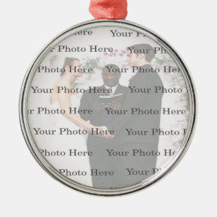 Foto Custom Round Silver Wedding Ornament Aus Metall