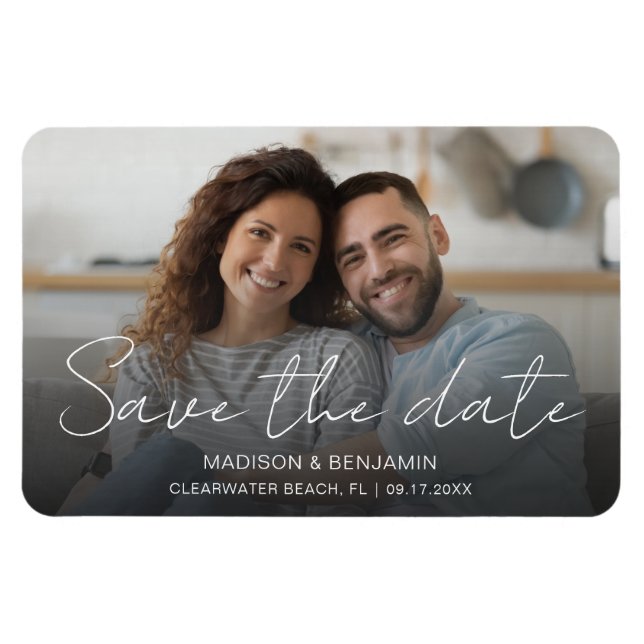 Foto Custom Save the Date Hochzeit Verlobung Magnet (Horizontal)