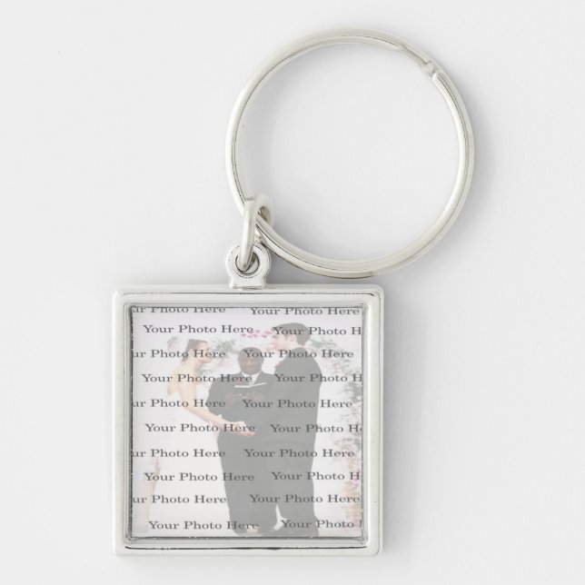 Foto Custom Square Silver Wedding Key Chain Schlüsselanhänger (Vorne)