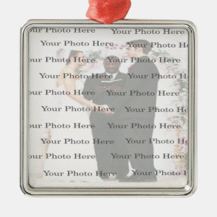 Foto Custom Square Silver Wedding Ornament Aus Metall
