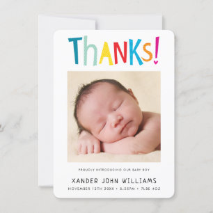 FOTO-DANK modern neue Baby farbenfrohe Art Dankeskarte