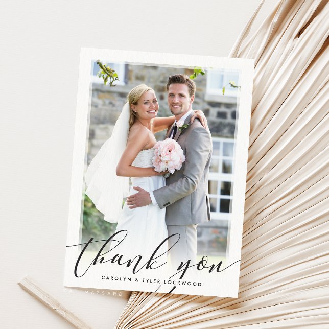 FOTO DANK YOU elegante skriptkalligraphie black Dankeskarte (Von Creator hochgeladen)