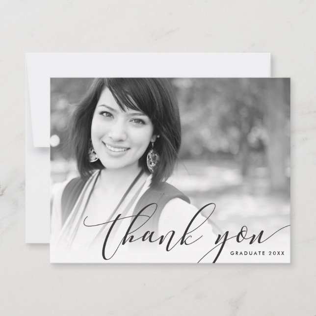 FOTO DANK YOU modern luxuriöse callligraphie black Dankeskarte (Vorderseite)