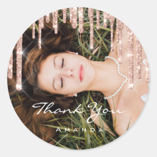 Foto Danke, dass Sie Gastgeschenk Hochzeit Rose Gl Runder Aufkleber