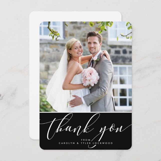 FOTO DANKE IHNEN hübsche Kalligraphie Schwarz-weiß (Vorne/Hinten)