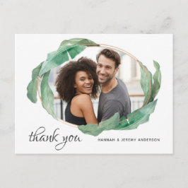 Foto danke Ihnen mit tropischen Bananen-Blätter Postkarte