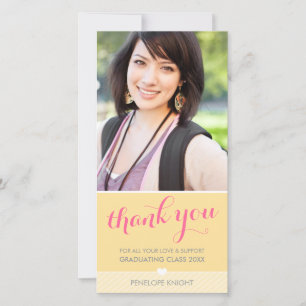 FOTO DANKEN IHNEN reizende Art Absolventgelbgrau Dankeskarte