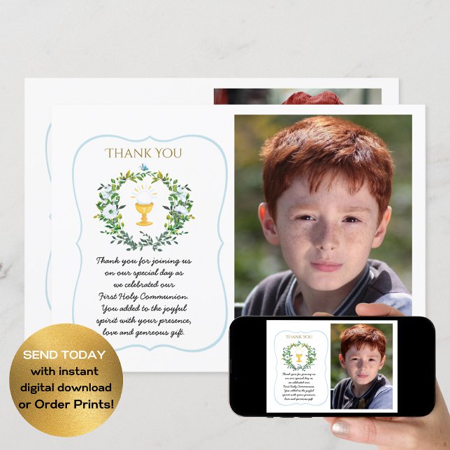 Foto Dankeschön an die heilige Kommunion Botanisch Einladung (Von Creator hochgeladen)