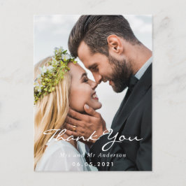 Foto Dankeschön an verstaubte blaue Hochzeitsschri Postkarte