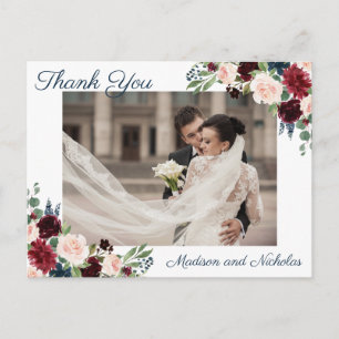 Foto Dankeschön Postkarten mit Marsala Navy Blume