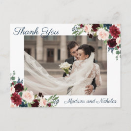 Foto Dankeschön Postkarten mit Marsala Navy Blume