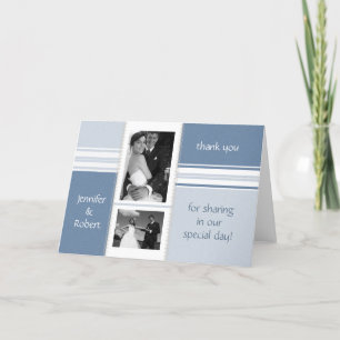 Foto-Dankeskarten für Hochzeiten in Blautönen Dankeskarte