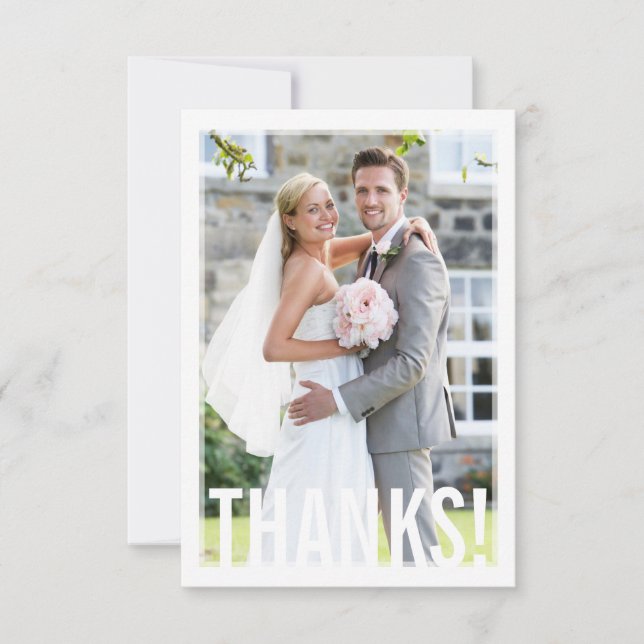 FOTO DANKS moderne kühle Hochzeit einfach Dankeskarte (Vorderseite)