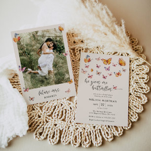 Foto, das er mir schmetterndes Brautparty gibt Einladung