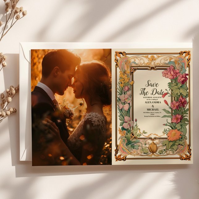 Foto Decorative Blumendelle Jugendstil Hochzeit Save The Date (Von Creator hochgeladen)