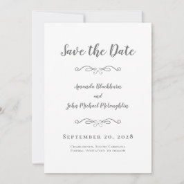 Foto Delicate Script Romantische Kalligraphie Grau Save The Date