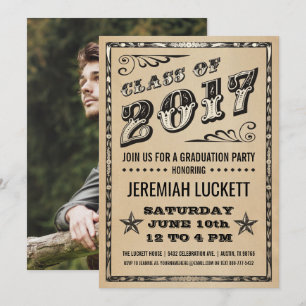 Foto der Abschluss-Party Einladungs-  Kraftpapier Einladung