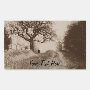 Foto der atmosphärischen Winterschneeszene Rechteckiger Aufkleber