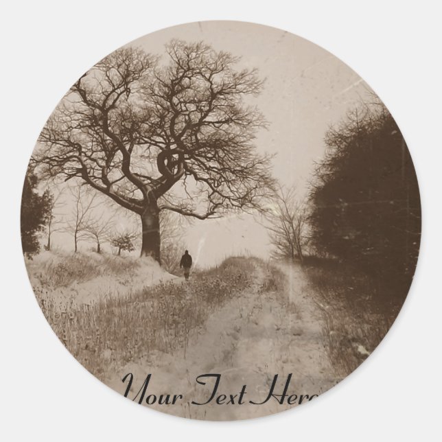 Foto der atmosphärischen Winterschneeszene Runder Aufkleber (Vorderseite)