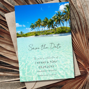 Foto der Beach Hochzeit in Urlaubsort Save the Dat Date