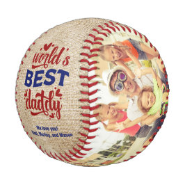 Foto der Besten Daddy Red Blue Burlap-2-Familie Baseball