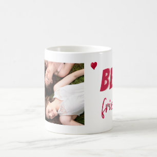 Foto der besten Freunde mit rotem Herzen  Kaffeetasse