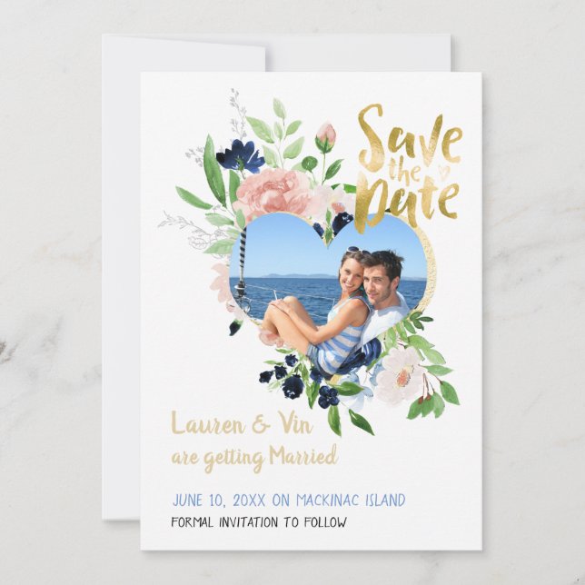Foto der blauen Rose Save the Date (Vorderseite)