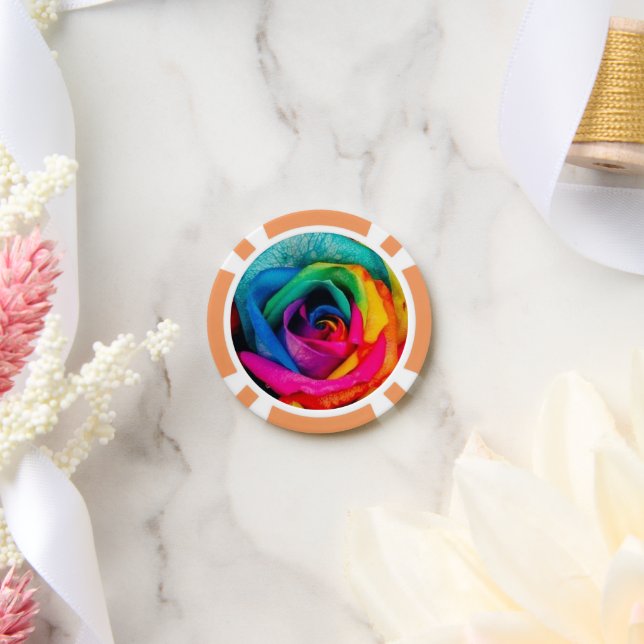 Foto der Blume für mehrfarbige Rose Pokerchips (Hochzeit)