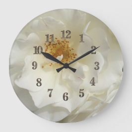 Foto der Blume "Weiße Rose" mit dem Namen Große Bl Wanduhr