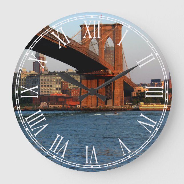 Foto der Brooklyn Bridge in NYC Große Wanduhr (Vorderseite)