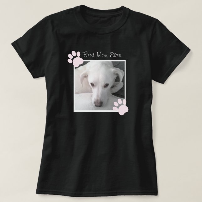 Foto der einzigartigen Niedlichen Weißen Hunde Pin T-Shirt (Design vorne)