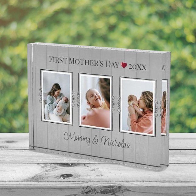 Foto der ersten Mütter mit drei FotoCollagen (Three Photo Collage First Mothers Day Photo Block)