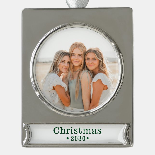 Foto der Familie Banner-Ornament Silber (Vorderseite)