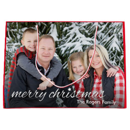 Foto der Familie Frohe Weihnachten Custom Große Geschenktüte