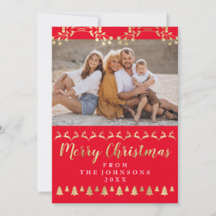 Foto der Familie Frohe Weihnachten Gold Red Classy